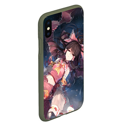 Чехол iPhone XS Max матовый Touhou Project Рейму Hakurei / 3D-Темно-зеленый – фото 2