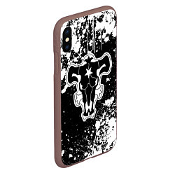 Чехол iPhone XS Max матовый Черный клевер - брызги и бык, цвет: 3D-коричневый — фото 2