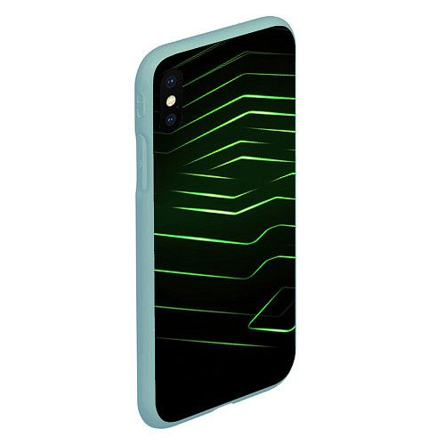 Чехол iPhone XS Max матовый Green abstract dark background / 3D-Мятный – фото 2