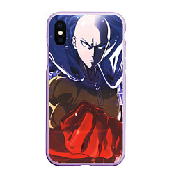 Чехол iPhone XS Max матовый One Punch Man Сайтама, цвет: 3D-сиреневый