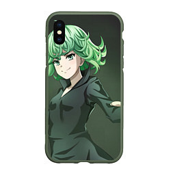 Чехол iPhone XS Max матовый One Punch Man Тацумаки, цвет: 3D-темно-зеленый