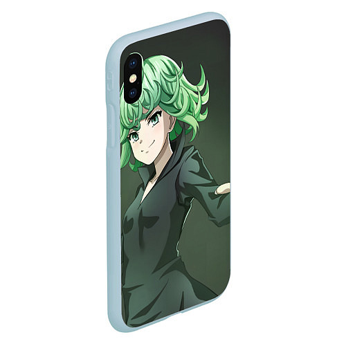 Чехол iPhone XS Max матовый One Punch Man Тацумаки / 3D-Голубой – фото 2