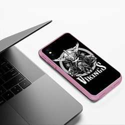 Чехол iPhone XS Max матовый Берсерк скандинавский воин, цвет: 3D-розовый — фото 2