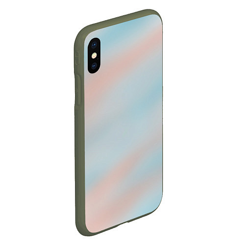 Чехол iPhone XS Max матовый Нежно розовые и голубые размытия / 3D-Темно-зеленый – фото 2