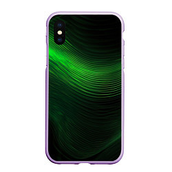 Чехол iPhone XS Max матовый Зеленое свечение абстракция, цвет: 3D-сиреневый