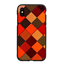Чехол iPhone XS Max матовый Шахматка красно-коричневая, цвет: 3D-черный
