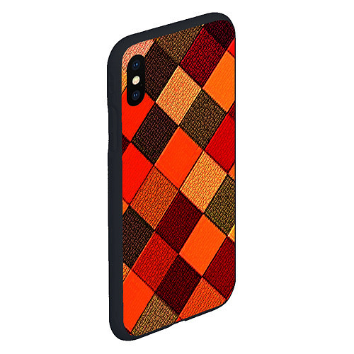 Чехол iPhone XS Max матовый Шахматка красно-коричневая / 3D-Черный – фото 2