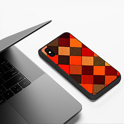 Чехол iPhone XS Max матовый Шахматка красно-коричневая, цвет: 3D-черный — фото 2