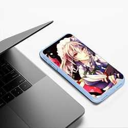 Чехол iPhone XS Max матовый Touhou Project Сакуя Izayoi, цвет: 3D-голубой — фото 2