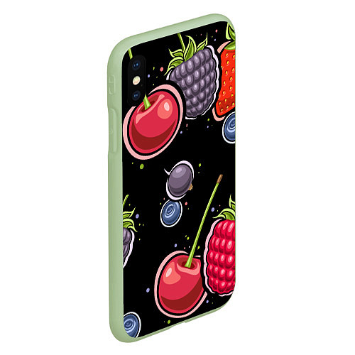 Чехол iPhone XS Max матовый Плоды и ягоды / 3D-Салатовый – фото 2