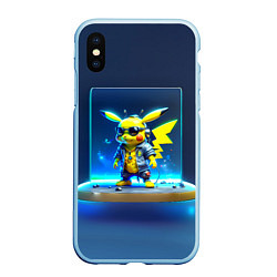 Чехол iPhone XS Max матовый Крутой Пикачу, цвет: 3D-голубой