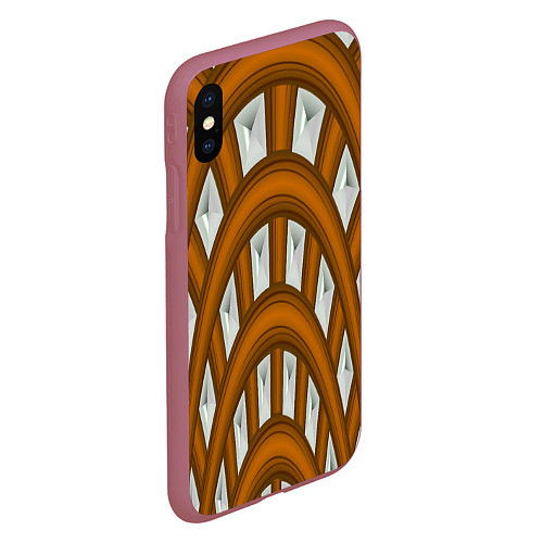 Чехол iPhone XS Max матовый Деревянные своды / 3D-Малиновый – фото 2