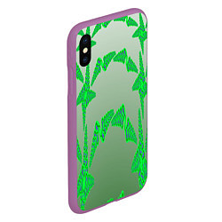 Чехол iPhone XS Max матовый Растительный паттерн, цвет: 3D-фиолетовый — фото 2