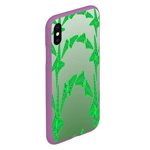 Чехол iPhone XS Max матовый Растительный паттерн / 3D-Фиолетовый – фото 2