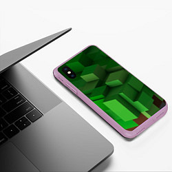 Чехол iPhone XS Max матовый Зелёный блоковый паттерн, цвет: 3D-сиреневый — фото 2