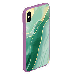 Чехол iPhone XS Max матовый Малахитовые полосы, цвет: 3D-фиолетовый — фото 2