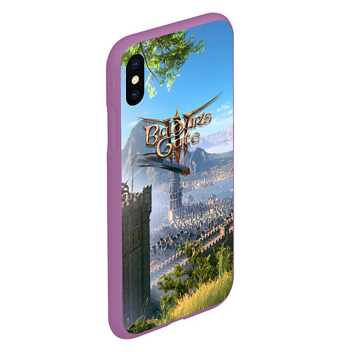 Чехол iPhone XS Max матовый Врата Балдура - Baldurs Gate 3 / 3D-Фиолетовый – фото 2