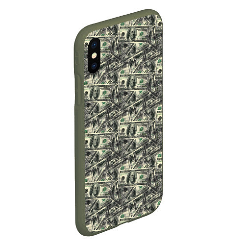 Чехол iPhone XS Max матовый Американские доллары / 3D-Темно-зеленый – фото 2