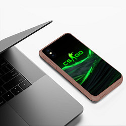Чехол iPhone XS Max матовый CSGO neon green logo, цвет: 3D-коричневый — фото 2
