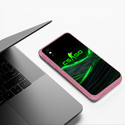 Чехол iPhone XS Max матовый CSGO neon green logo, цвет: 3D-малиновый — фото 2