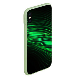 Чехол iPhone XS Max матовый Green neon lines, цвет: 3D-салатовый — фото 2