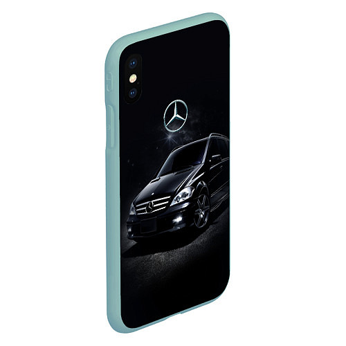 Чехол iPhone XS Max матовый Mercedes black / 3D-Мятный – фото 2