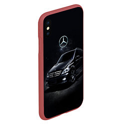 Чехол iPhone XS Max матовый Mercedes black, цвет: 3D-красный — фото 2
