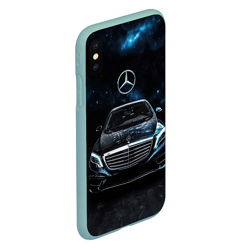 Чехол iPhone XS Max матовый Mercedes Benz space background / 3D-Мятный – фото 2