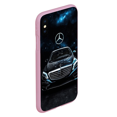 Чехол iPhone XS Max матовый Mercedes Benz space background / 3D-Розовый – фото 2