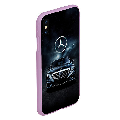 Чехол iPhone XS Max матовый Mercedes Benz black / 3D-Сиреневый – фото 2