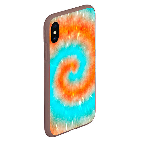 Чехол iPhone XS Max матовый Тай-дай апельсин / 3D-Коричневый – фото 2