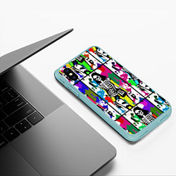 Чехол iPhone XS Max матовый Разноцветные скелеты девушки - поп-арт - мода, цвет: 3D-мятный — фото 2