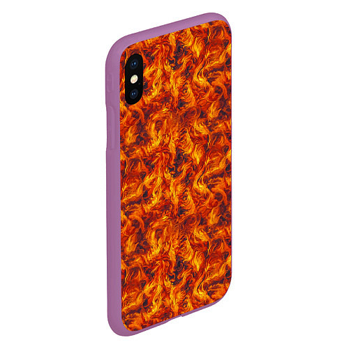 Чехол iPhone XS Max матовый Огненный узор / 3D-Фиолетовый – фото 2