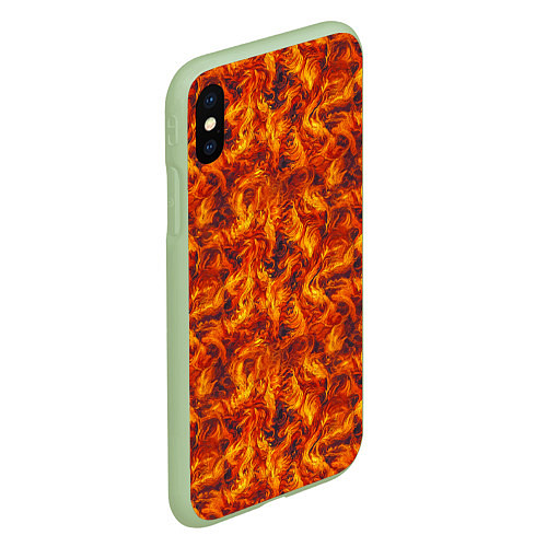 Чехол iPhone XS Max матовый Огненный узор / 3D-Салатовый – фото 2