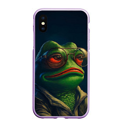 Чехол iPhone XS Max матовый Pepe frog, цвет: 3D-сиреневый