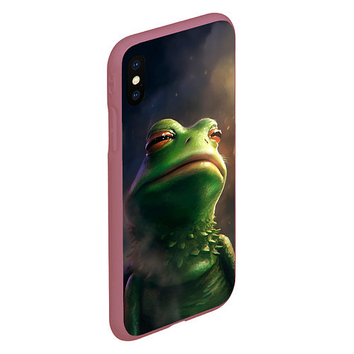 Чехол iPhone XS Max матовый Подозрительная Пепе / 3D-Малиновый – фото 2