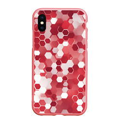 Чехол iPhone XS Max матовый Кибер Hexagon Красный, цвет: 3D-баблгам