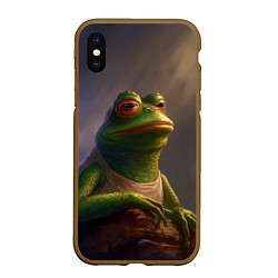 Чехол iPhone XS Max матовый Натуральная лягушка Пепе, цвет: 3D-коричневый