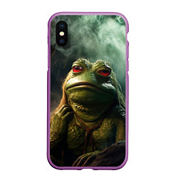 Чехол iPhone XS Max матовый Большая жаба Пепе, цвет: 3D-фиолетовый