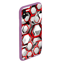 Чехол iPhone XS Max матовый Кибер Hexagon Красный, цвет: 3D-фиолетовый — фото 2