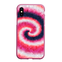 Чехол iPhone XS Max матовый Tie-Dye дизайн, цвет: 3D-малиновый