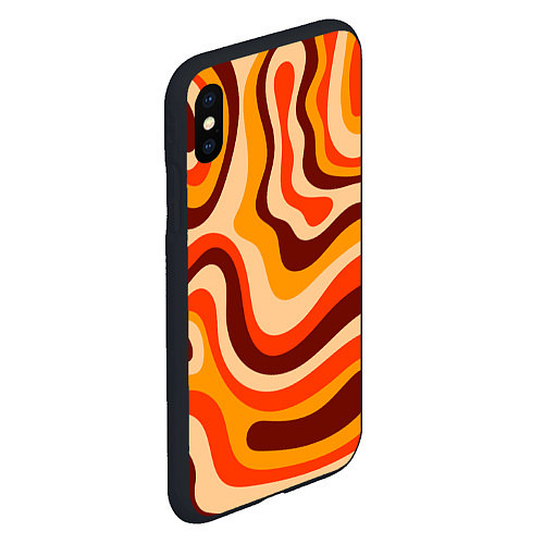 Чехол iPhone XS Max матовый Ретро текстура линий / 3D-Черный – фото 2