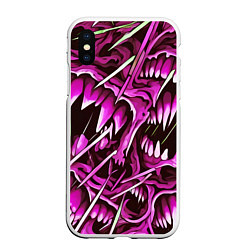 Чехол iPhone XS Max матовый Розовые кислотные клыки