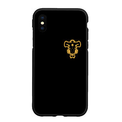 Чехол iPhone XS Max матовый Чёрный клевер - форма быка