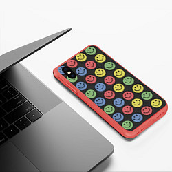 Чехол iPhone XS Max матовый Smiley, цвет: 3D-красный — фото 2