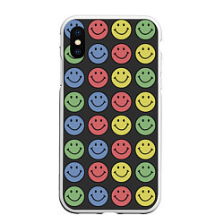 Чехол iPhone XS Max матовый Smiley, цвет: 3D-белый