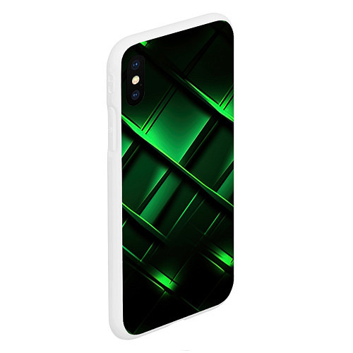 Чехол iPhone XS Max матовый Зеленые неоновые плиты / 3D-Белый – фото 2