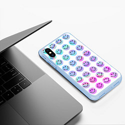 Чехол iPhone XS Max матовый Smiley holographic, цвет: 3D-голубой — фото 2