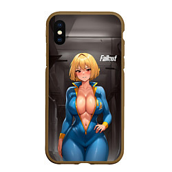 Чехол iPhone XS Max матовый Fallout anime girl, цвет: 3D-коричневый