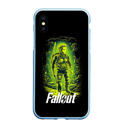 Чехол iPhone XS Max матовый Fallout game poster style, цвет: 3D-голубой